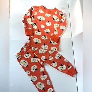 🎃Hanna Anderson Halloween Pumpkin Orange PJ set Boys or Girls Size 2T